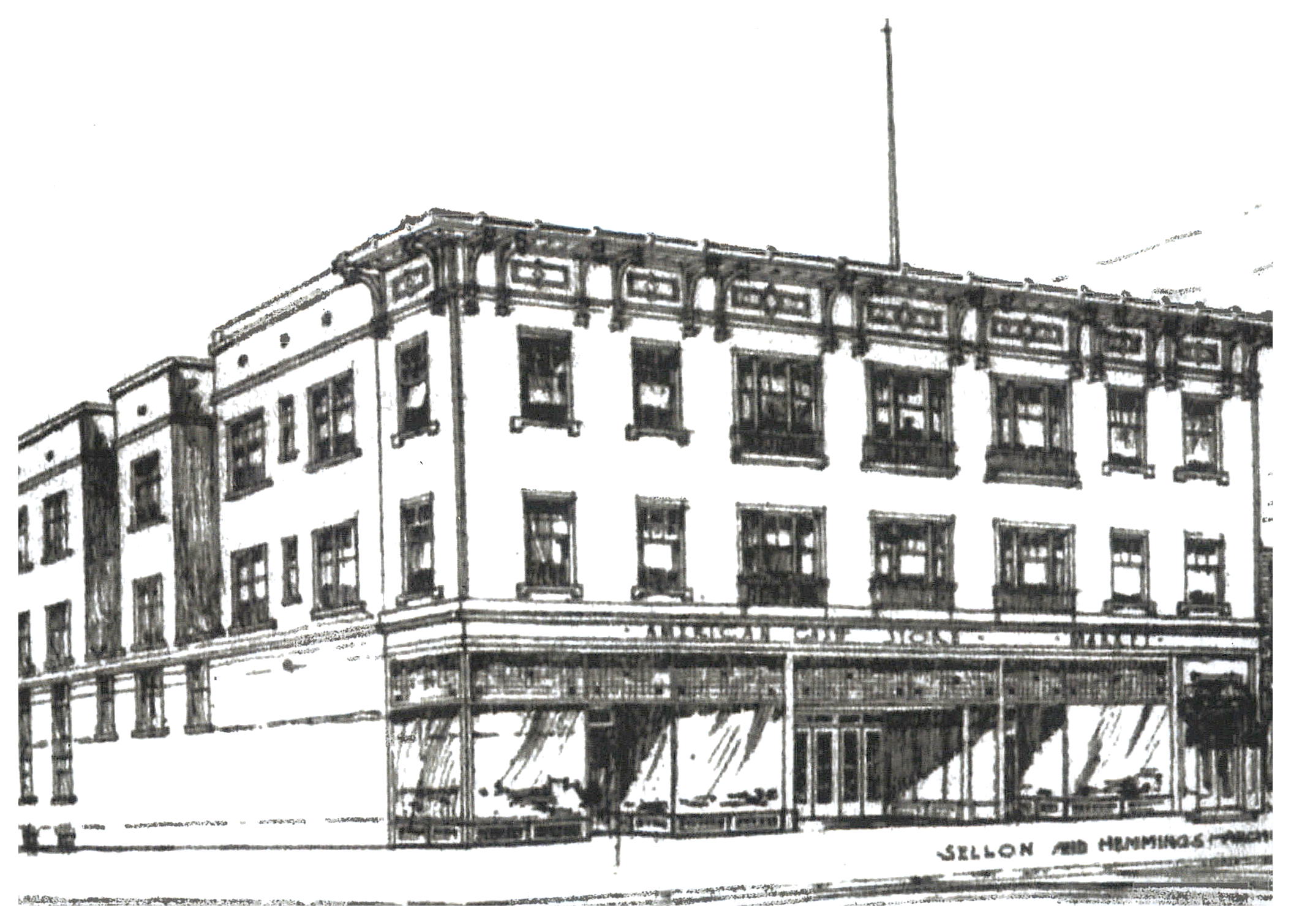 Before: rendering of the building from the original architect.